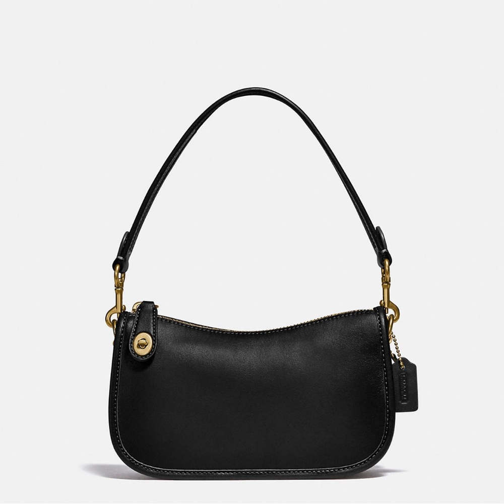 Brand New Coach Black Leather Swinger 20 Purse